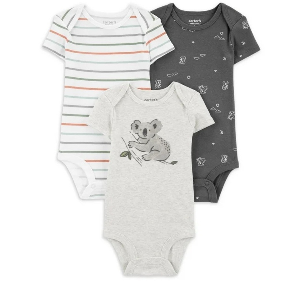 NWT Carter's Child of Mine Baby Boy Bodysuits, 3-Pack, Koalas and Stripes, 6-9m